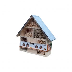 Dřevěný domek pro hmyz s kovovou střechou, 28 cm