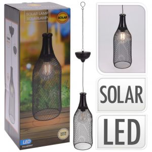 Lampa kovová závěsná solární LED, 11x11x30,5cm   